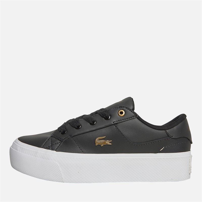 Lacoste Womens Ziane Platform Trainers Black/White - Size 7