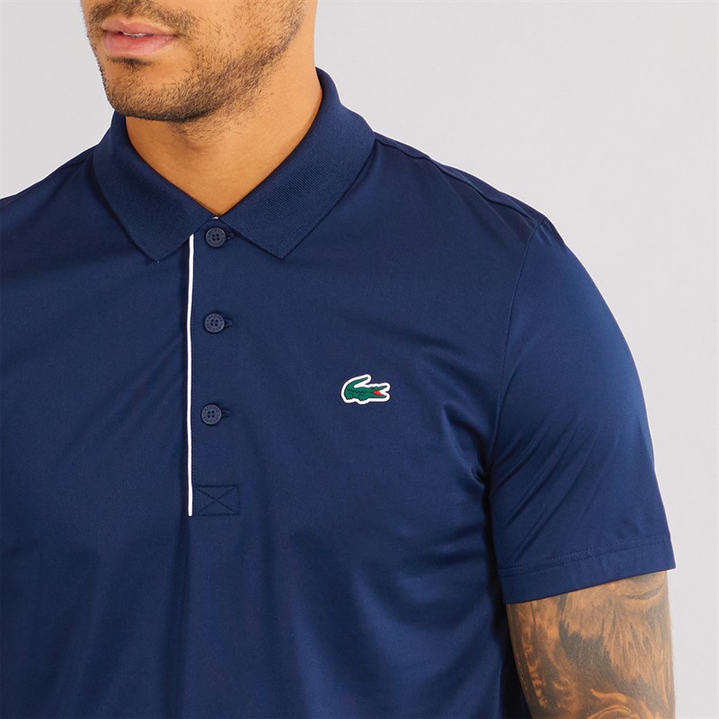 Lacoste Mens Short Sleeve Polo Shirt Navy Blue/White