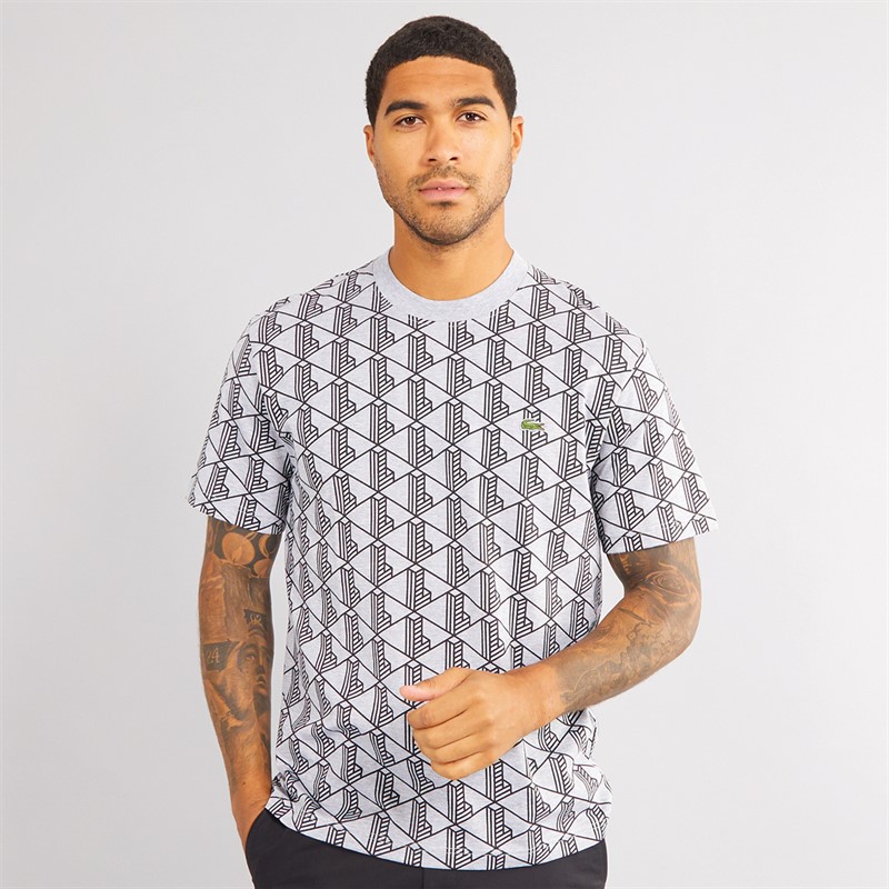 Lacoste Mens T-Shirt Silver Chine/Black
