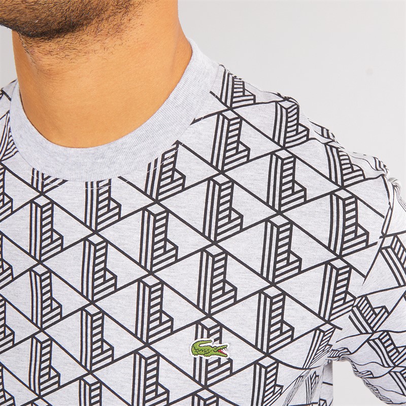 Lacoste Mens T-Shirt Silver Chine/Black