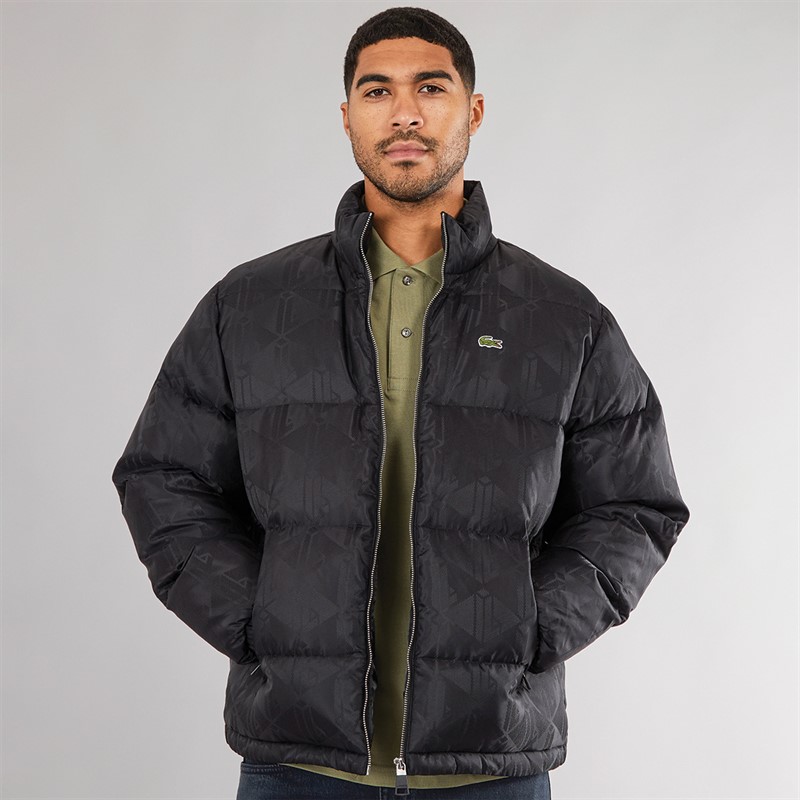 Lacoste Mens Monogram Puffer Jacket Black