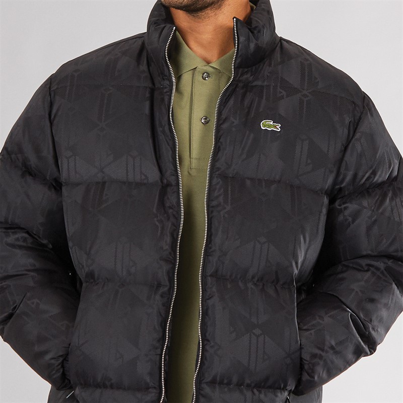 Lacoste Mens Monogram Puffer Jacket Black