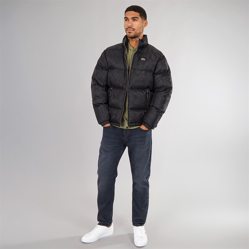 Lacoste Mens Monogram Puffer Jacket Black