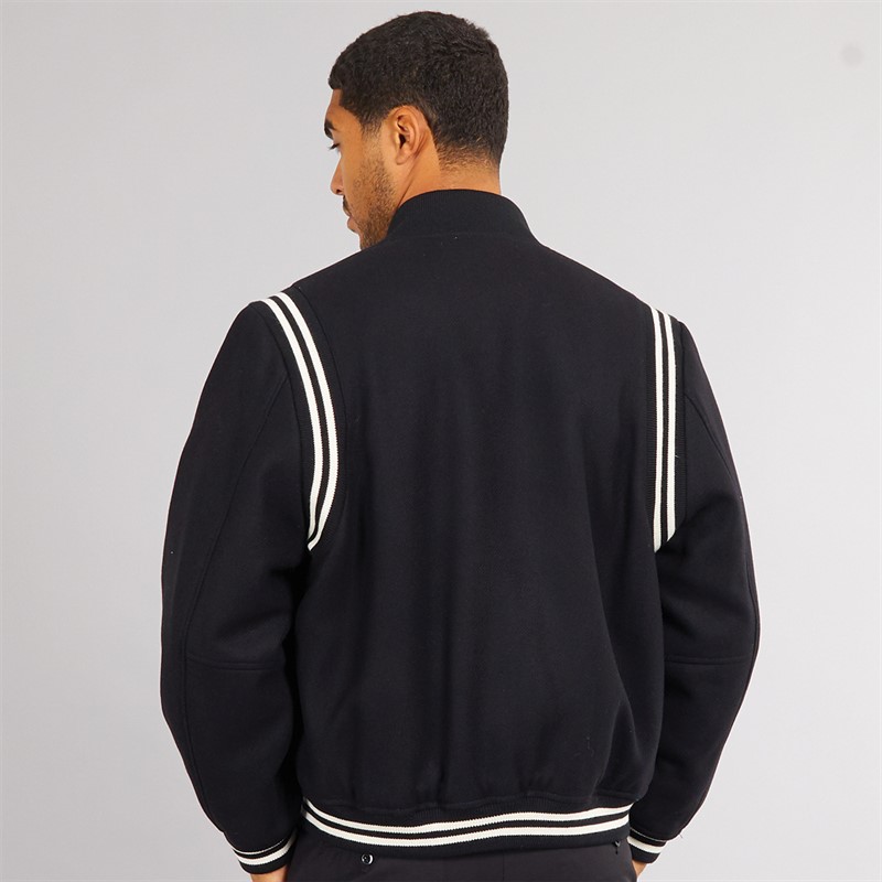 Lacoste Mens Premium Wool Varsity Jacket Black