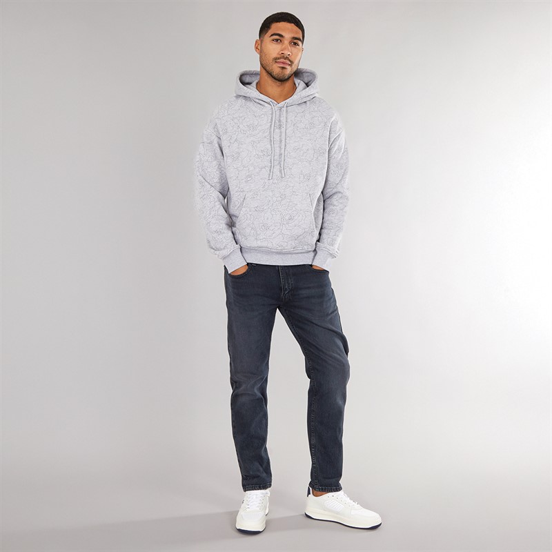 Lacoste Mens Relaxed Fit Printed Hoodie Silver Chine