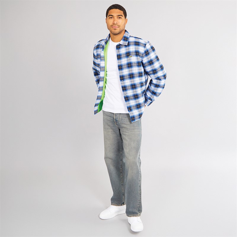 Lacoste Mens Long Sleeve Casual Shirt Lazuli/Multico