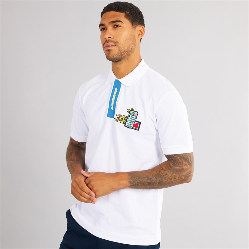 Lacoste Mens Short Sleeve Polo Shirt White pique - Size L