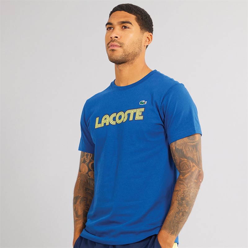 Lacoste Mens Cotton Logo T-Shirt Globe/Firefly-Navy Blue