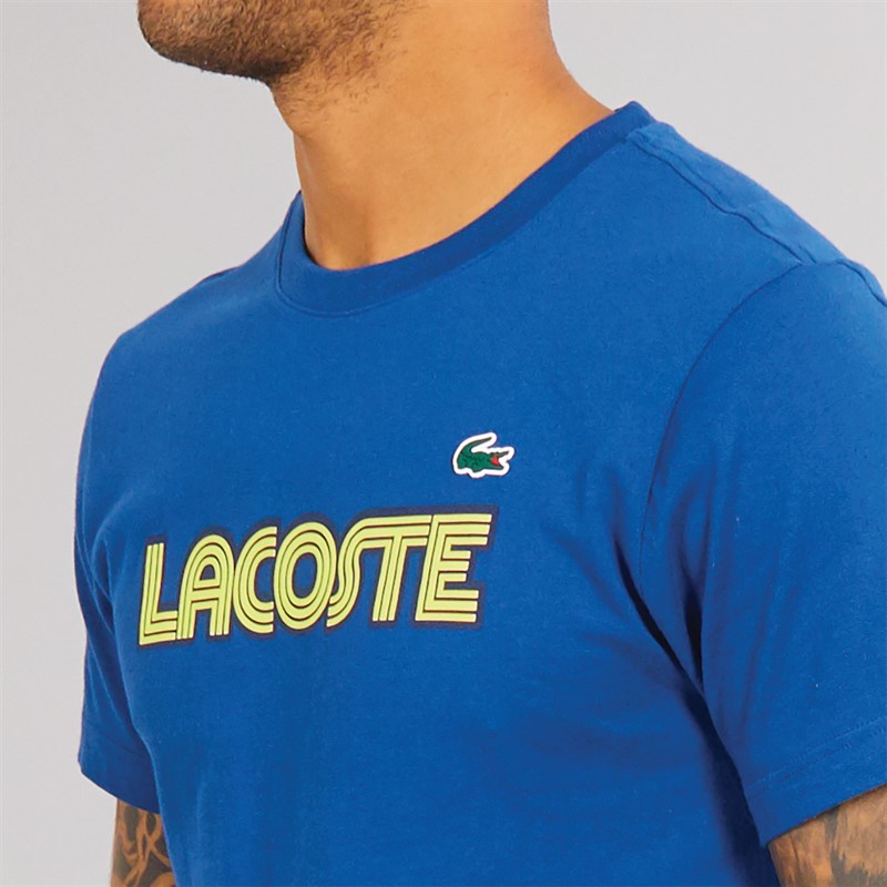 Lacoste Mens Cotton Logo T-Shirt Globe/Firefly-Navy Blue