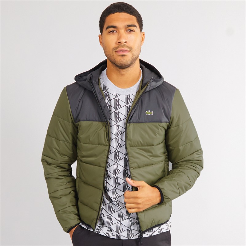 Lacoste Mens Quilted Puffer Jacket Khaki/Black