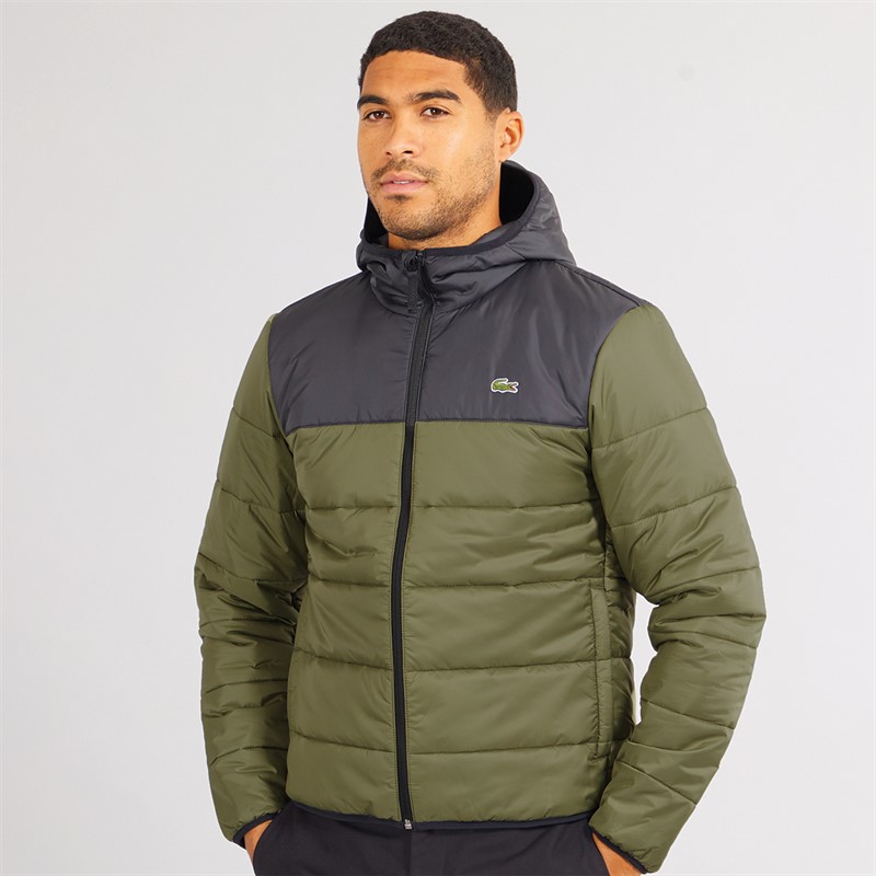 Lacoste Mens Quilted Puffer Jacket Khaki/Black