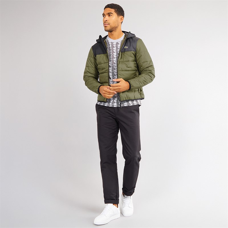 Lacoste Mens Quilted Puffer Jacket Khaki/Black