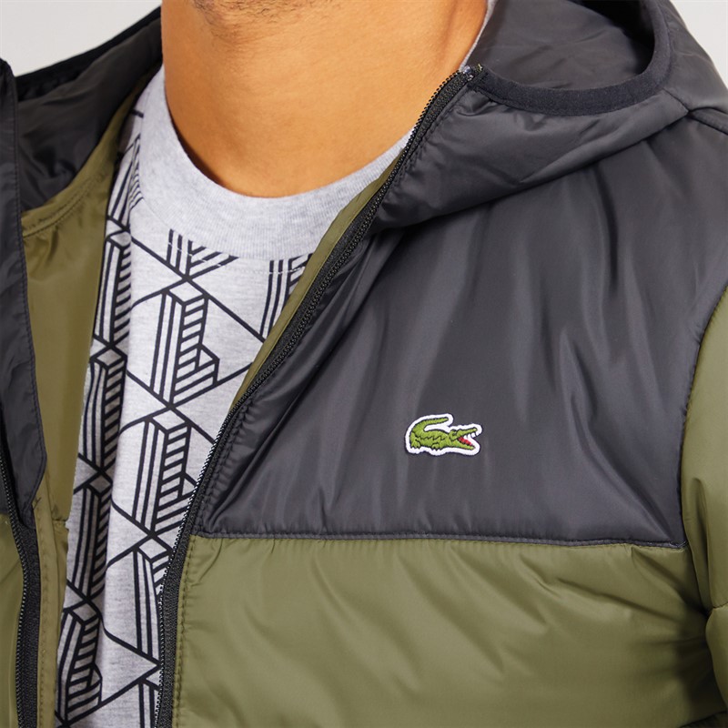 Lacoste Mens Quilted Puffer Jacket Khaki/Black