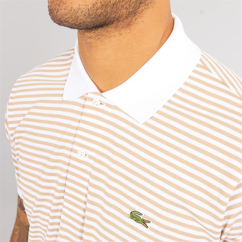 Lacoste Mens Short Sleeve Polo Shirt Viennese/White