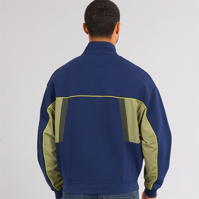 Lacoste Mens Zip Up Sweatshirt Navy Blue/Sapwood/Khaki/Firefly