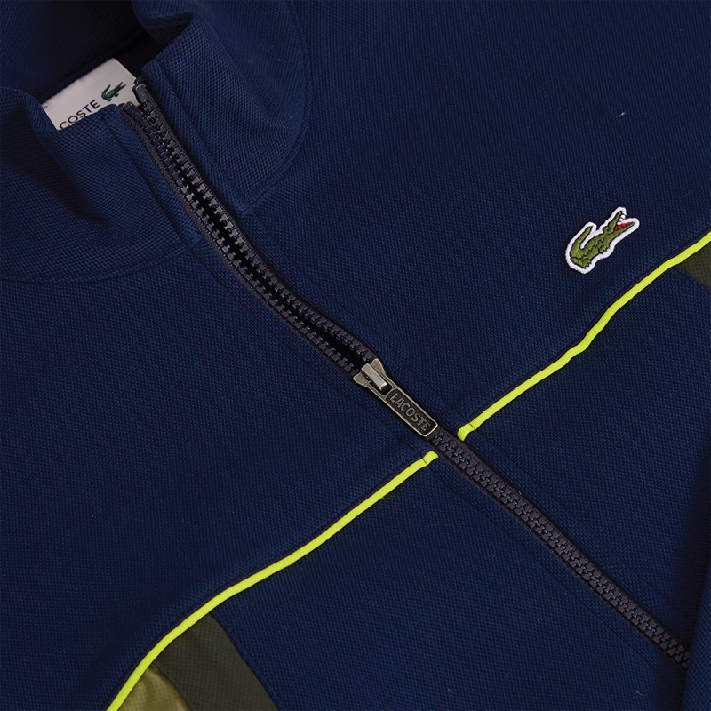 Lacoste Mens Zip Up Sweatshirt Navy Blue/Sapwood/Khaki/Firefly