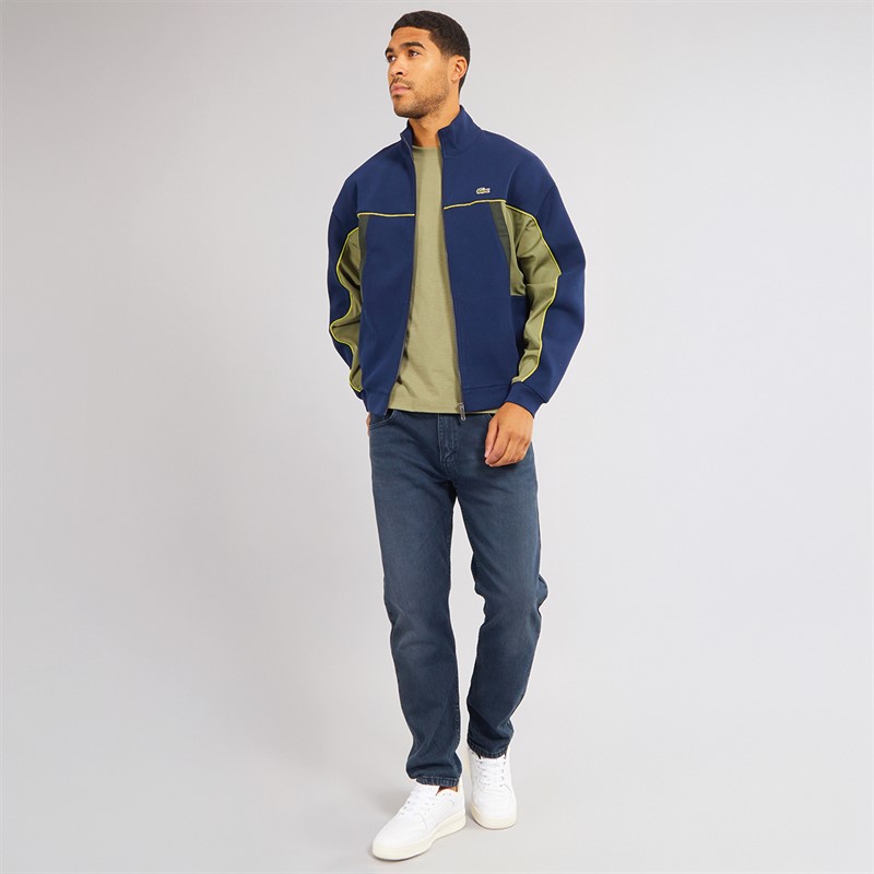 Lacoste Mens Zip Up Sweatshirt Navy Blue/Sapwood/Khaki/Firefly