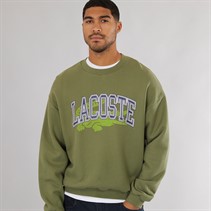 Lacoste Mens Loose Fit Fleece Sweatshirt Khaki