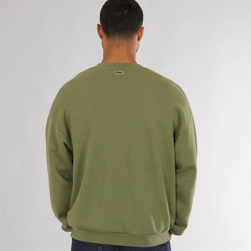 Lacoste Mens Loose Fit Fleece Sweatshirt Khaki