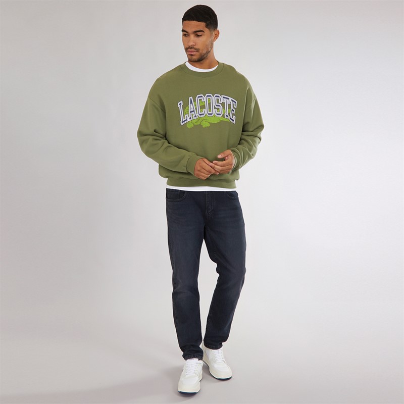 Lacoste Mens Loose Fit Fleece Sweatshirt Khaki