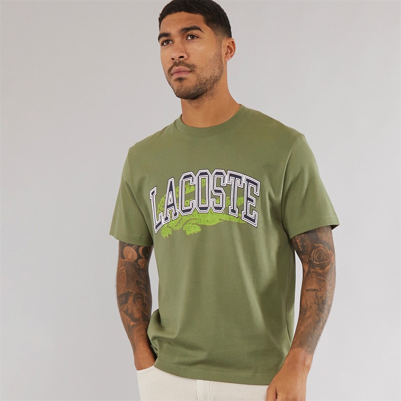 Lacoste Mens Cotton Signature T-Shirt Khaki - Size S