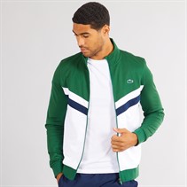 Lacoste Mens Zip Up Sweatshirt Green/White/Navy Blue