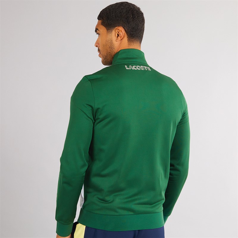 Lacoste Mens Zip Up Sweatshirt Green/White/Navy Blue