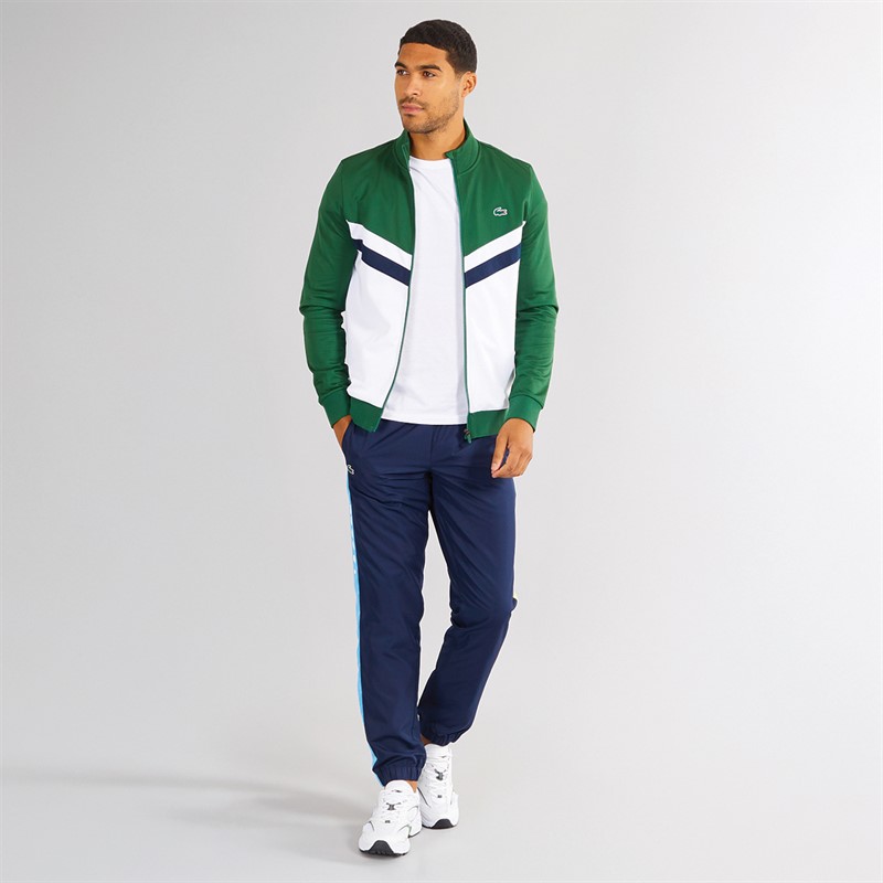 Lacoste Mens Zip Up Sweatshirt Green/White/Navy Blue