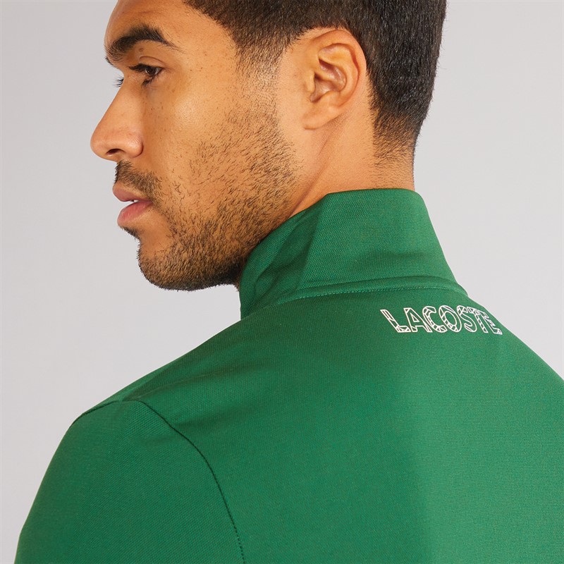 Lacoste Mens Zip Up Sweatshirt Green/White/Navy Blue