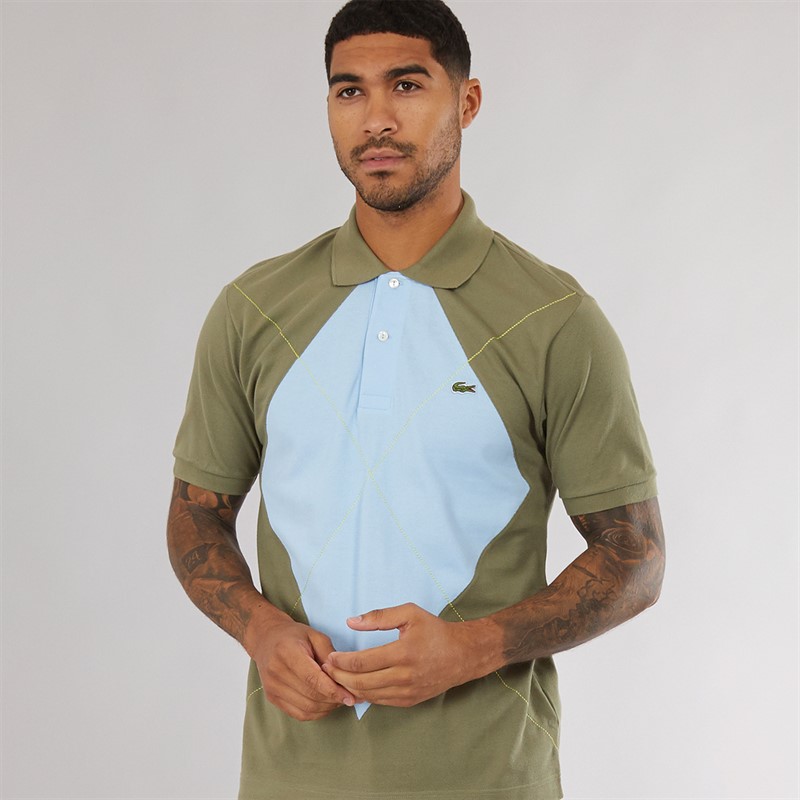 Lacoste Mens Short Sleeve Polo Shirt Khaki/Overview pique - Size M