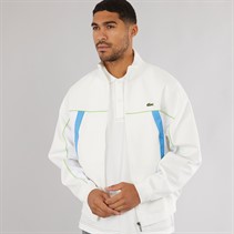 Lacoste Mens Loose Fit Zip Up Sweatshirt Flour/White-Brasilia-Argentine Blue
