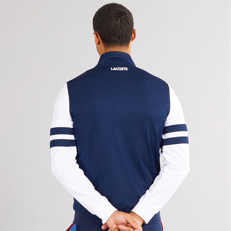 Lacoste Mens Interlock Zip Up Sweatshirt Navy Blue/White