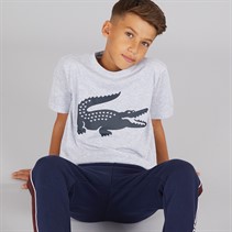 Lacoste Boys T-Shirt Silver Chine/Navy Blue