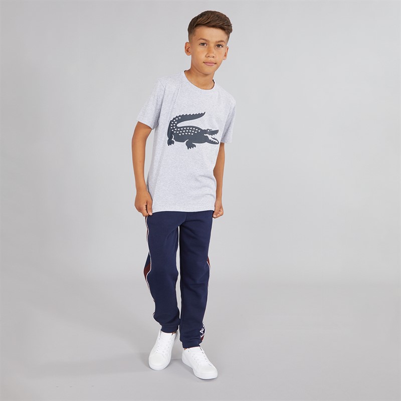 Lacoste Boys T-Shirt Silver Chine/Navy Blue