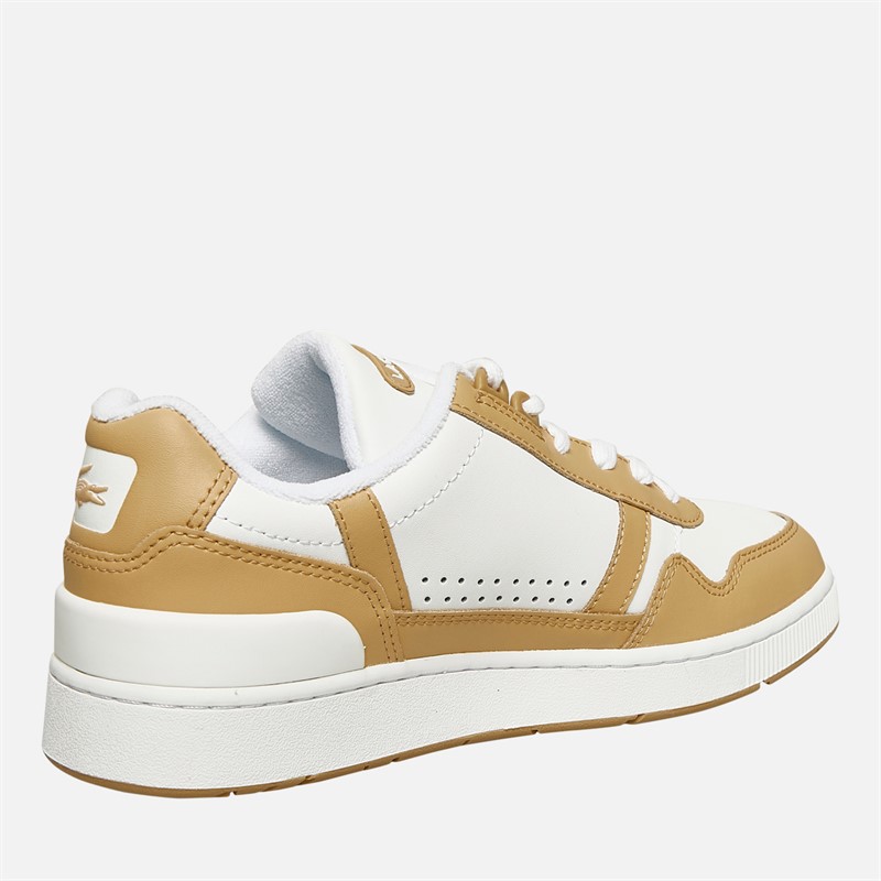 Lacoste Womens T-Clip Trainers White/Light Brown
