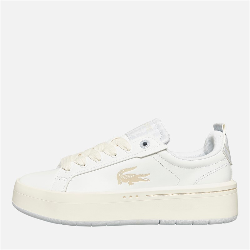Lacoste Womens Carnaby Platform Trainers White/Light Turquoise - Size 4
