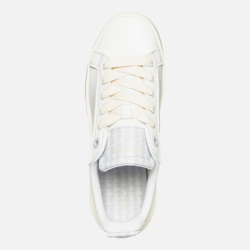 Lacoste Womens Carnaby Platform Trainers White/Light Turquoise