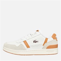 Lacoste Mens T-Clip Trainers White/Light Brown