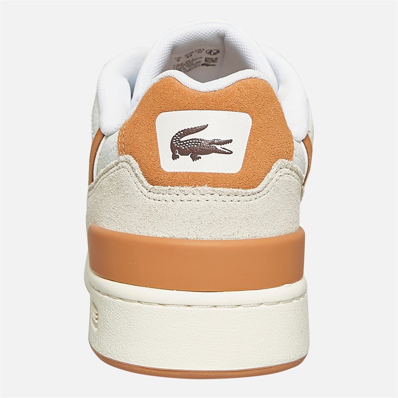 Lacoste Mens T-Clip Trainers White/Light Brown