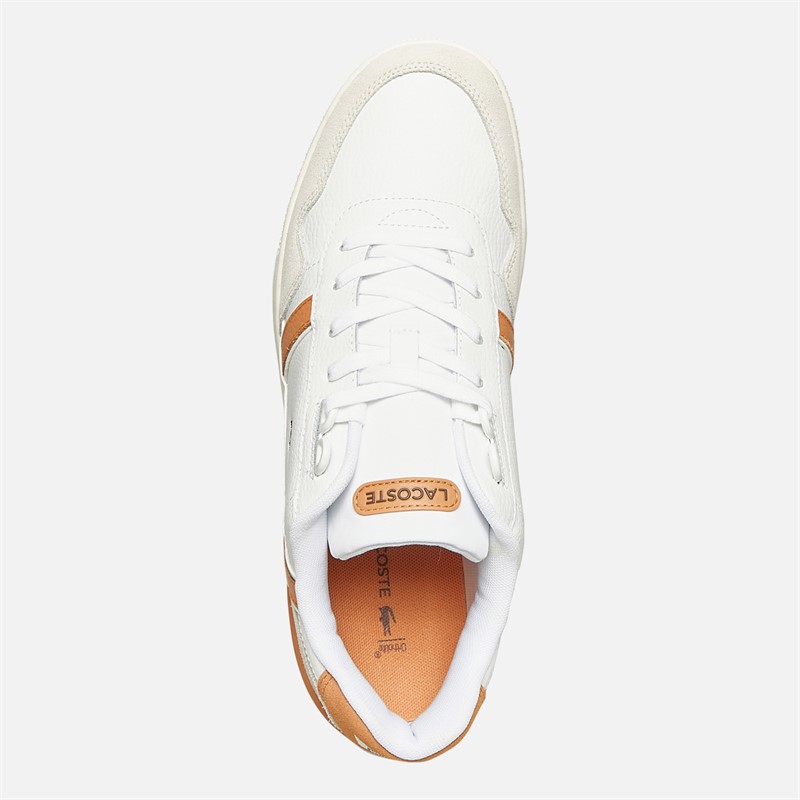 Lacoste Mens T-Clip Trainers White/Light Brown