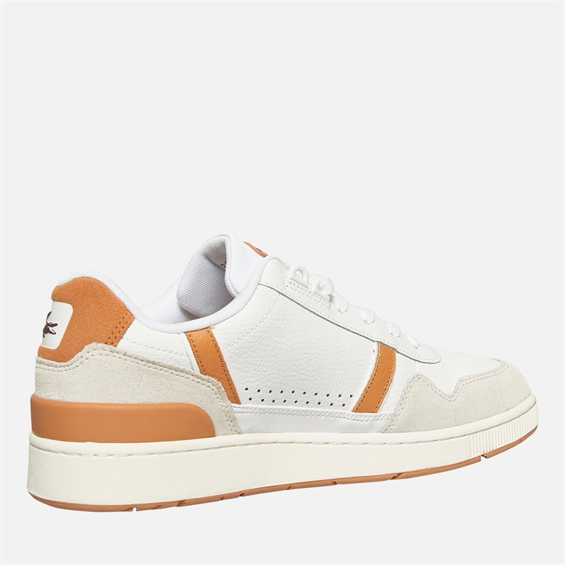 Lacoste Mens T-Clip Trainers White/Light Brown