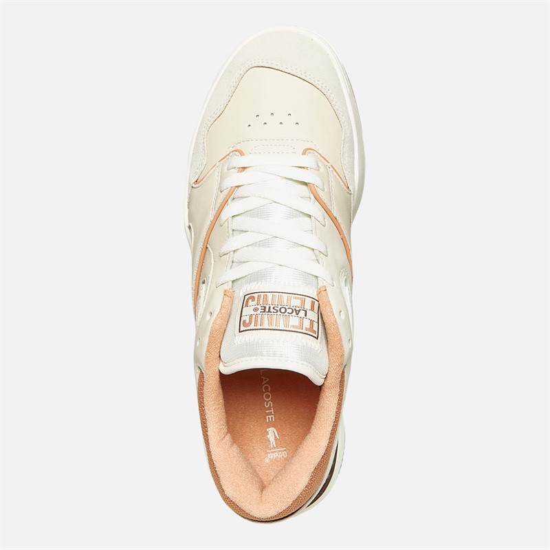 Lacoste Mens Lineshot Trainers Off White/Light Brown