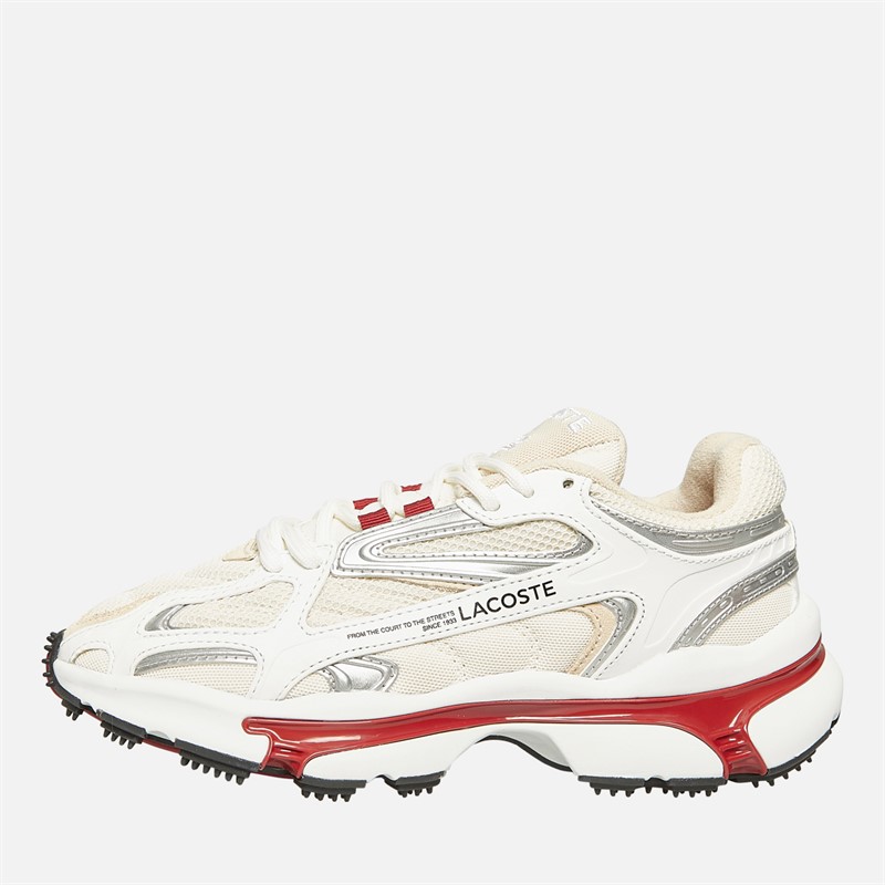 Lacoste Womens L003 2K24 Trainers White/Burgundy - Size 5