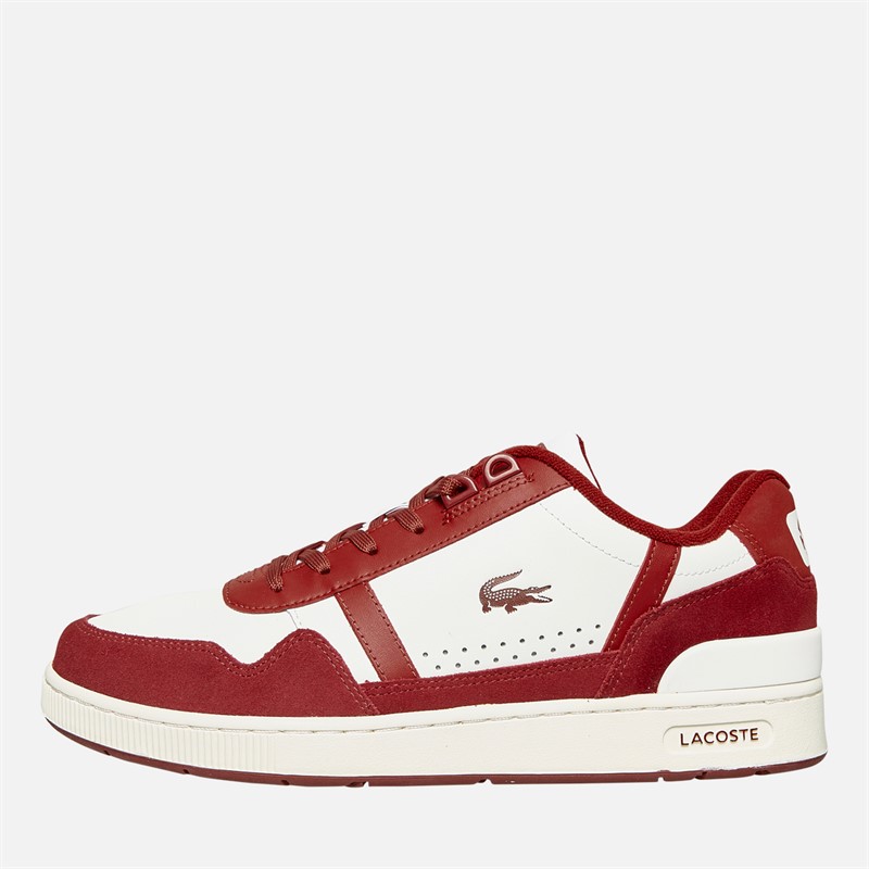 Lacoste Mens T-Clip Trainers White/Red - Size 9