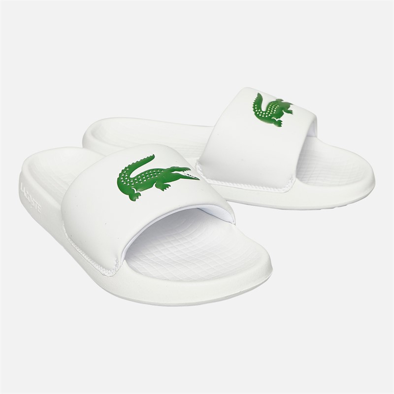 Lacoste Boys Serve Slides 1.0 White/Green - Size 3