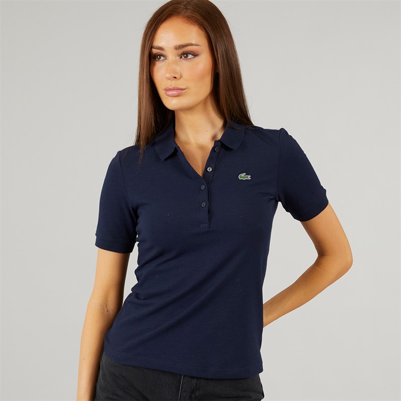 Lacoste Womens Short Sleeved Polo Shirt Navy Blue/Navy Blue