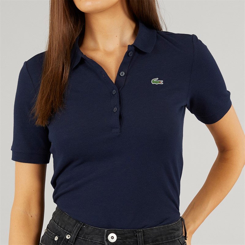 Lacoste Womens Short Sleeved Polo Shirt Navy Blue/Navy Blue