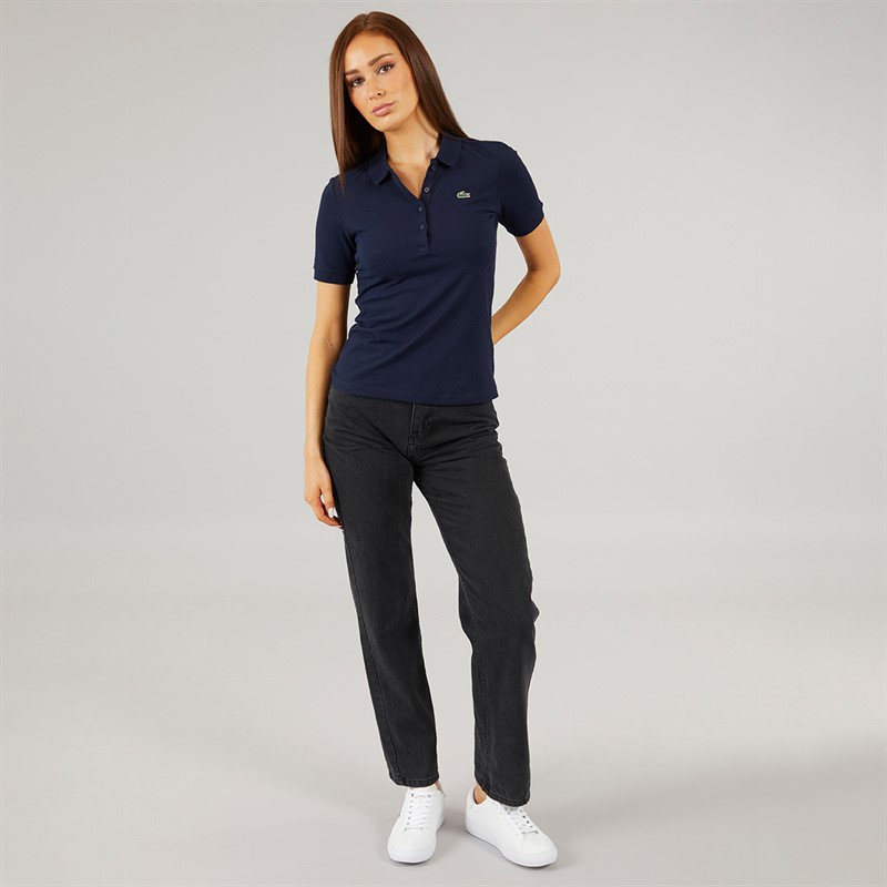 Lacoste Womens Short Sleeved Polo Shirt Navy Blue/Navy Blue