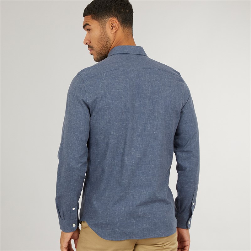 Lacoste Mens Long Sleeve Shirt Navy Blue/Flour