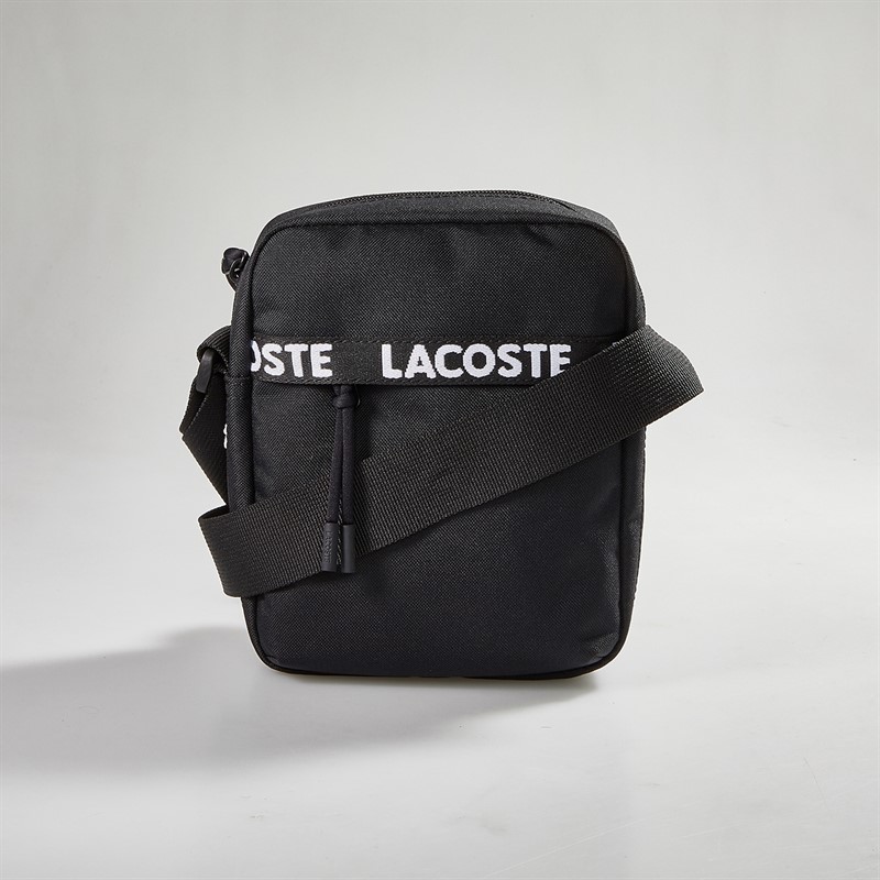Lacoste Mens Vertical Bag Black Tape